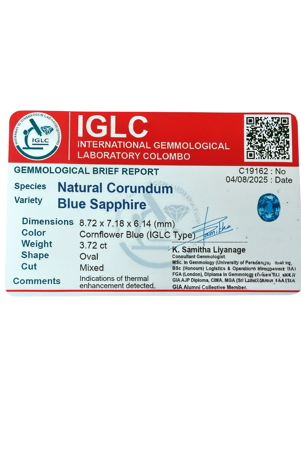 Natural Blue Sapphire (3.72 Ct) - Sri Lanka 💰 - Gemcy Gems