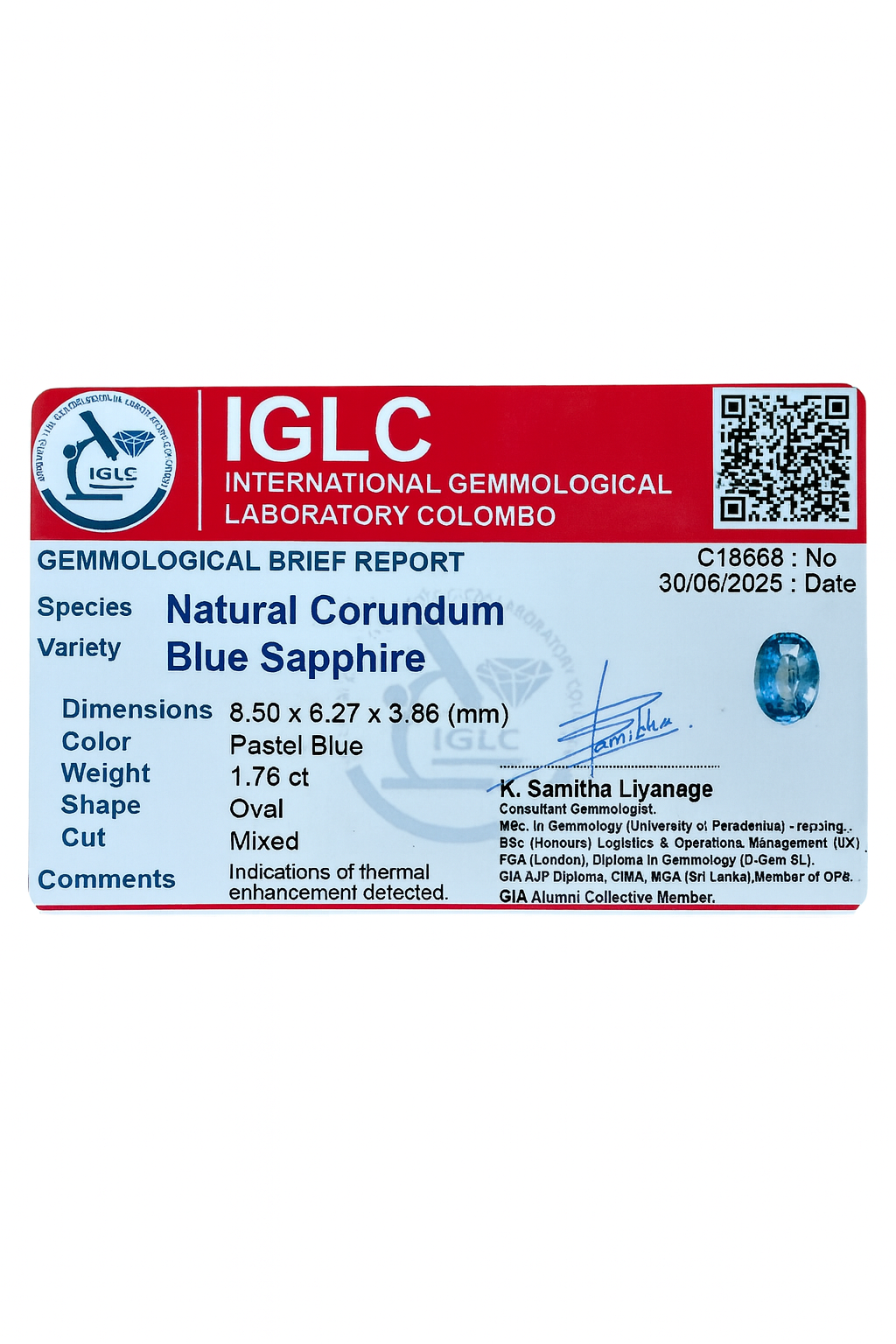 Blue Sapphire (1.76 Ct) - Sri Lanka 💰 - Gemcy Gems