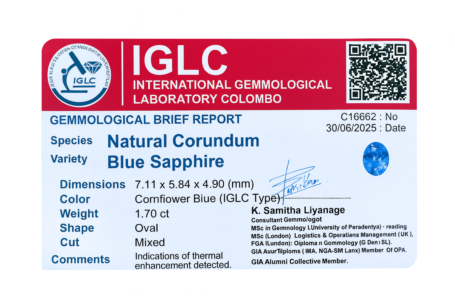 Blue Sapphire (1.70 Ct) - Sri Lanka 💰