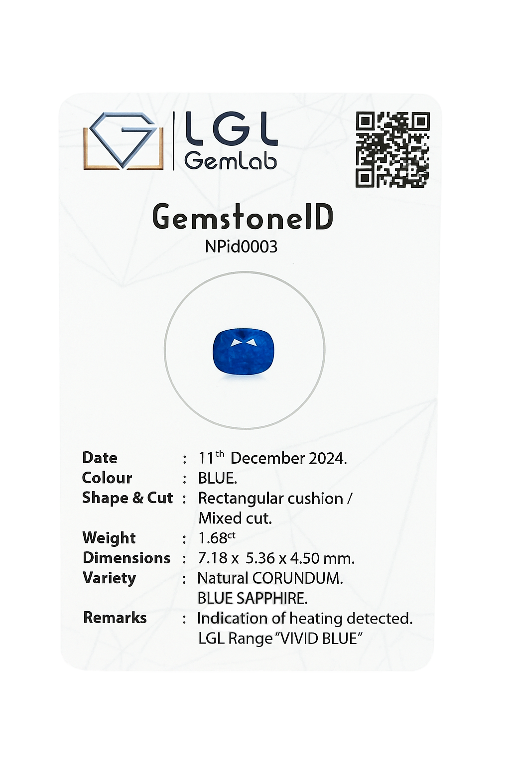 Blue Sapphire  (1.68 Ct) - Sri Lanka 💰 - Gemcy Gems