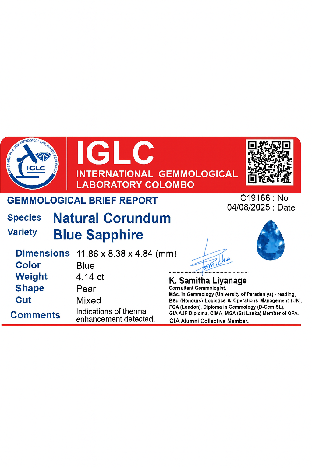 Natural Blue Sapphire (4.14 Ct) - Sri Lanka 💰 - Gemcy Gems