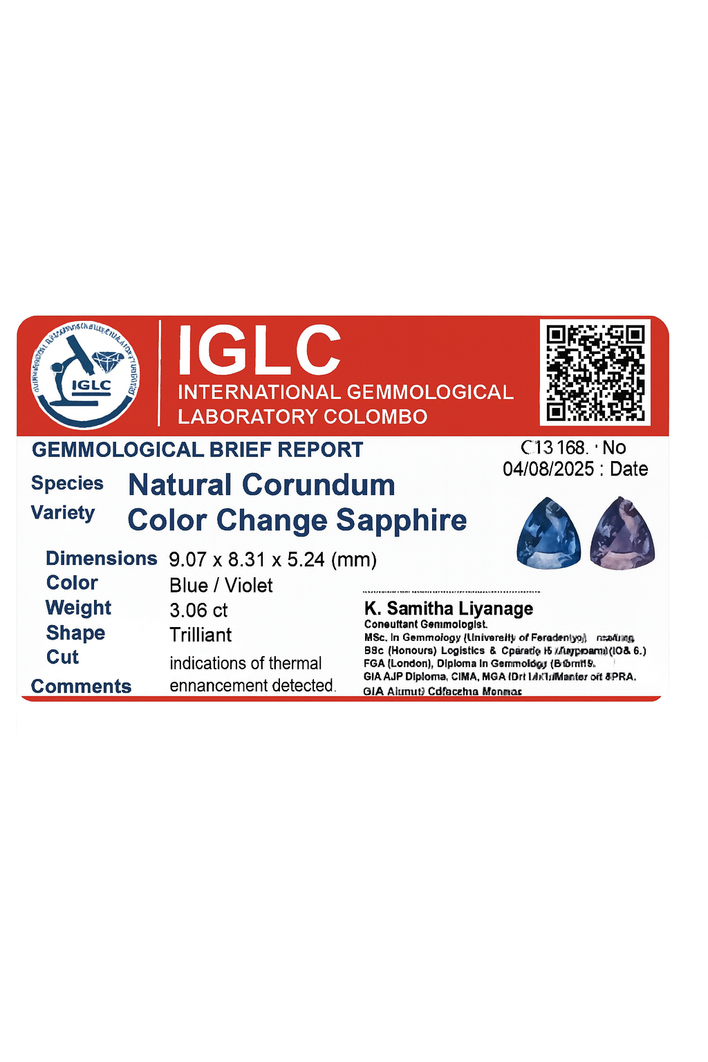 Natural Colour Change Sapphire (3.06 Ct) - Sri Lanka 💰 - Gemcy Gems