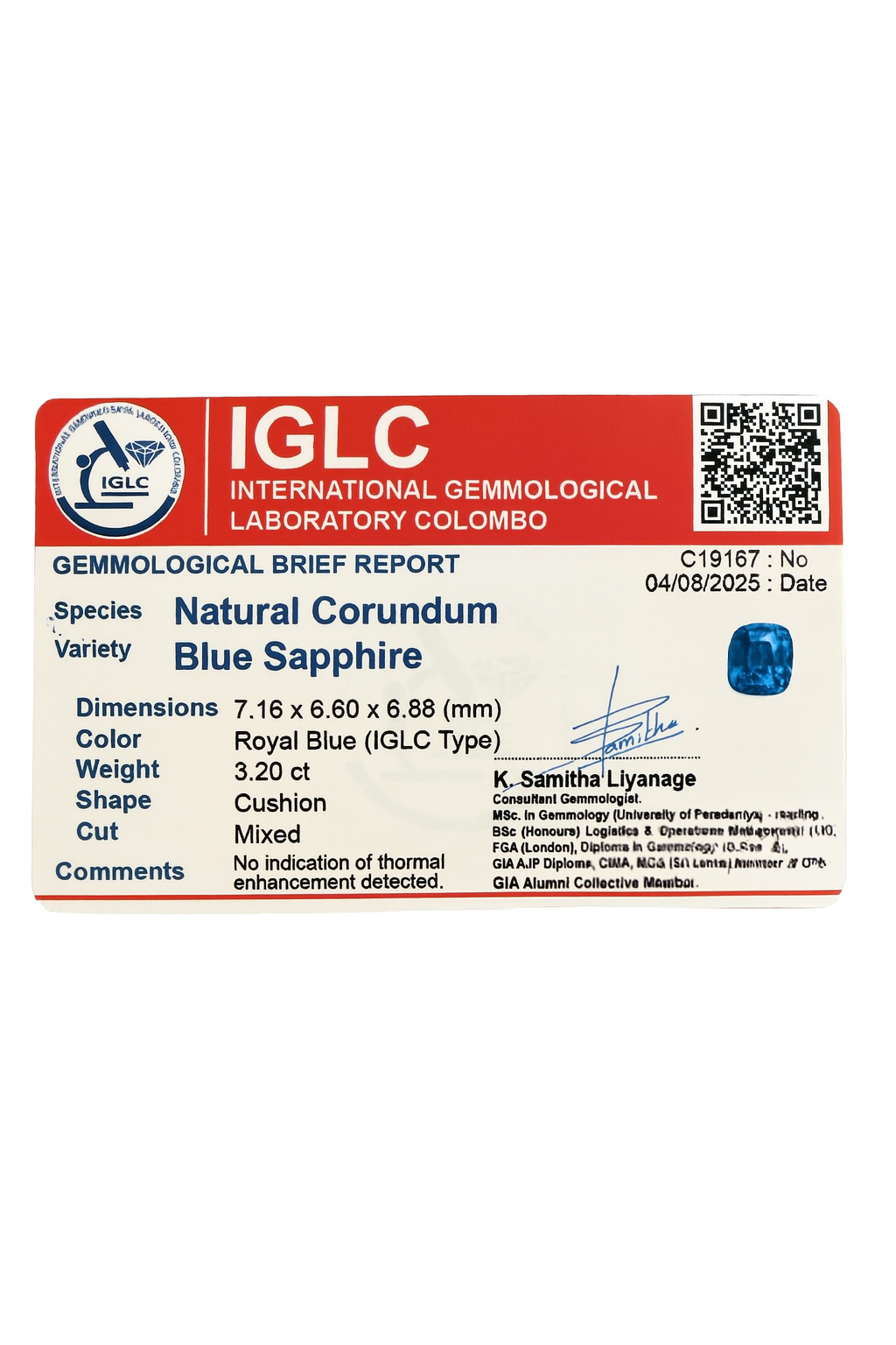 Natural Blue Sapphire (3.20 Ct) - Sri Lanka 💰 - Gemcy Gems