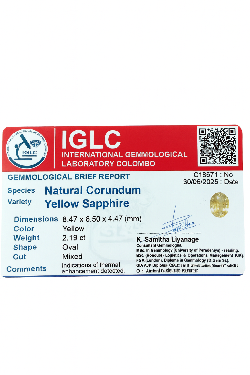Yellow Sapphire (2.19 Ct) - Sri Lanka 💰 - Gemcy Gems