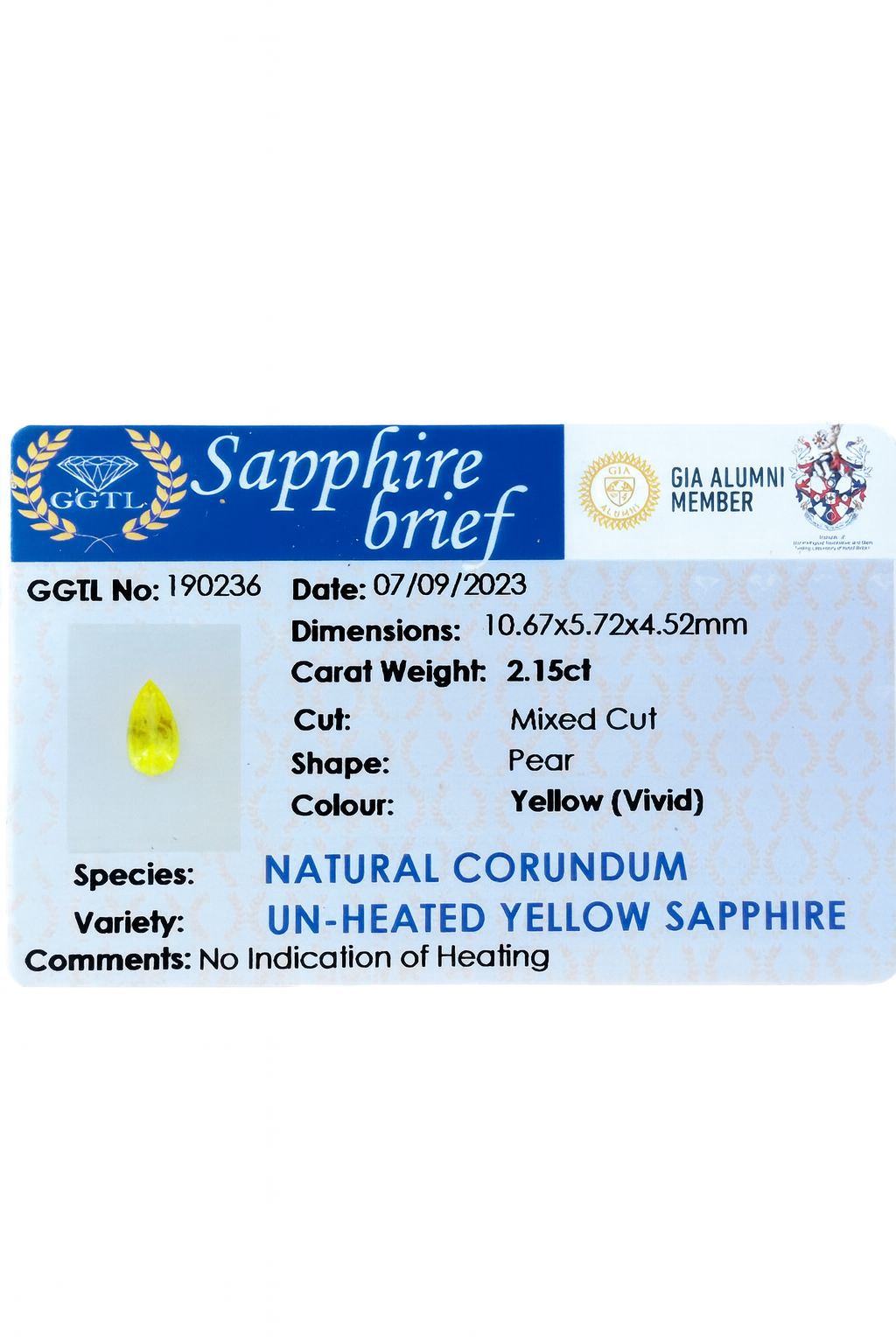 Yellow Sapphire (2.15 Ct) - Sri Lanka 💰 - Gemcy Gems