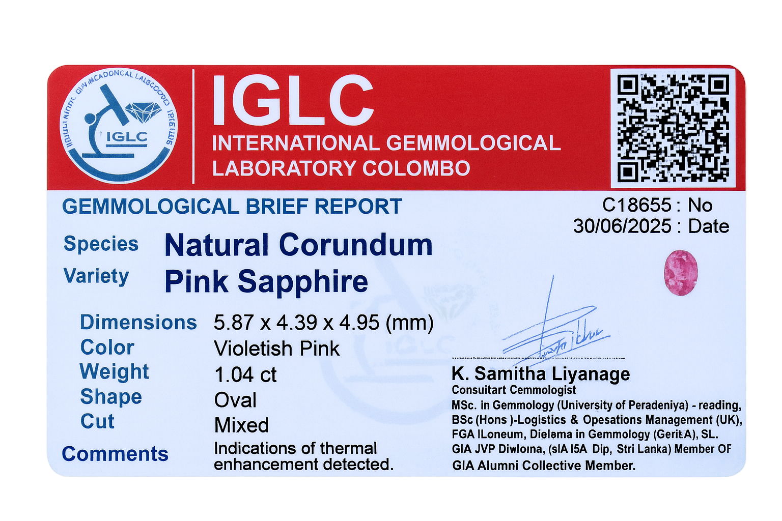 Pink Sapphire ( 1.04 Ct) - Sri Lanka 💰 - Gemcy Gems