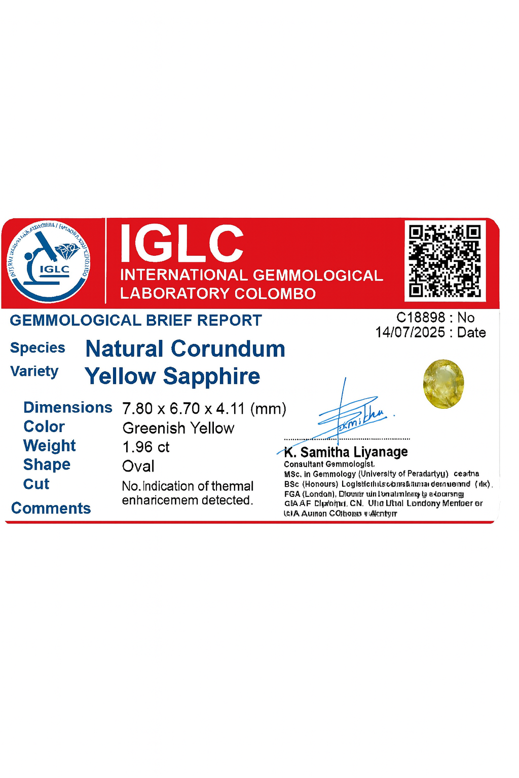 Natural Yellow Sapphire (1.96 Ct) - Sri Lanka 💰 - Gemcy Gems