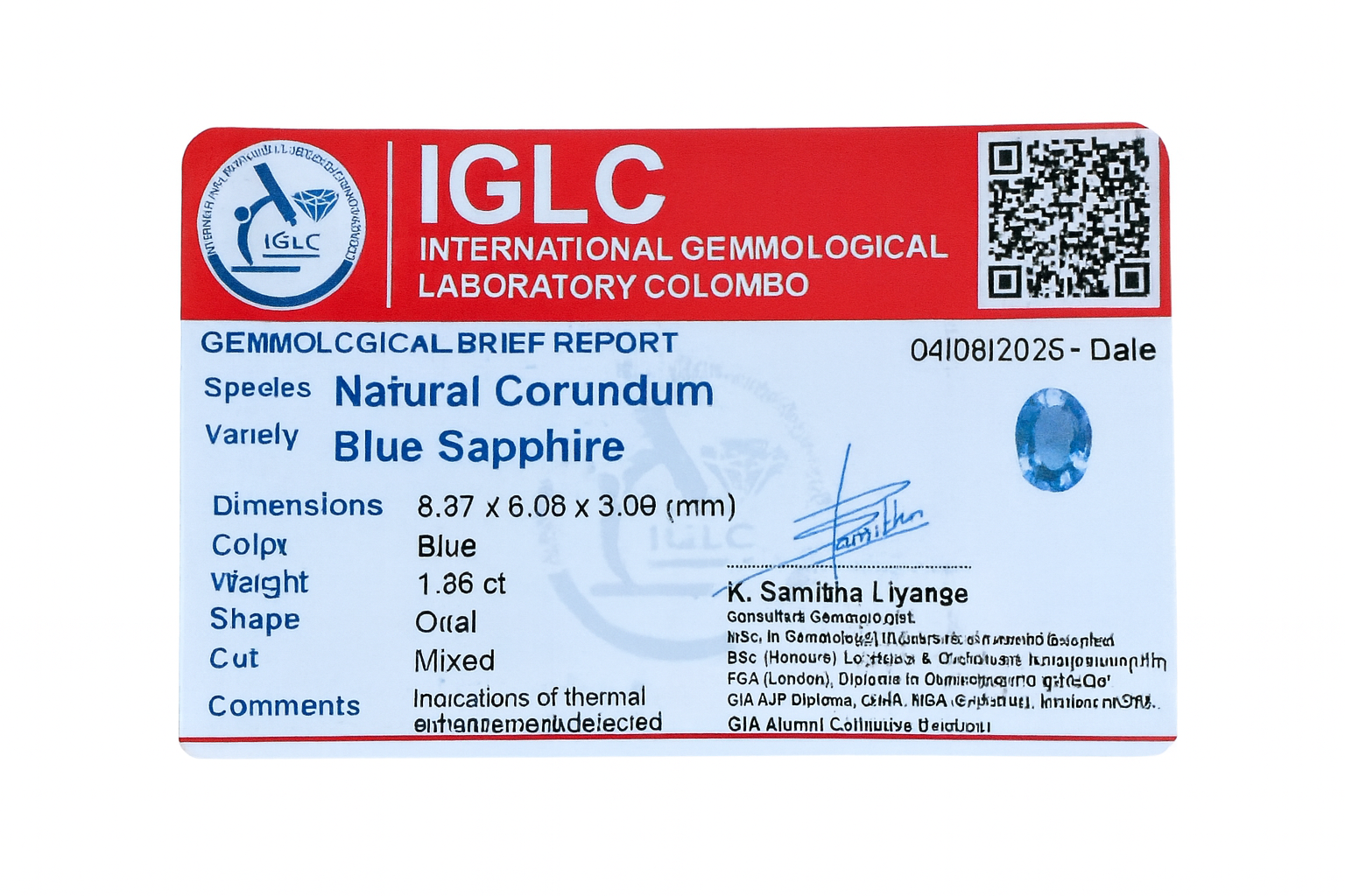 Blue Sapphire (1.36 Ct) - Sri Lanka 💰 - Gemcy Gems