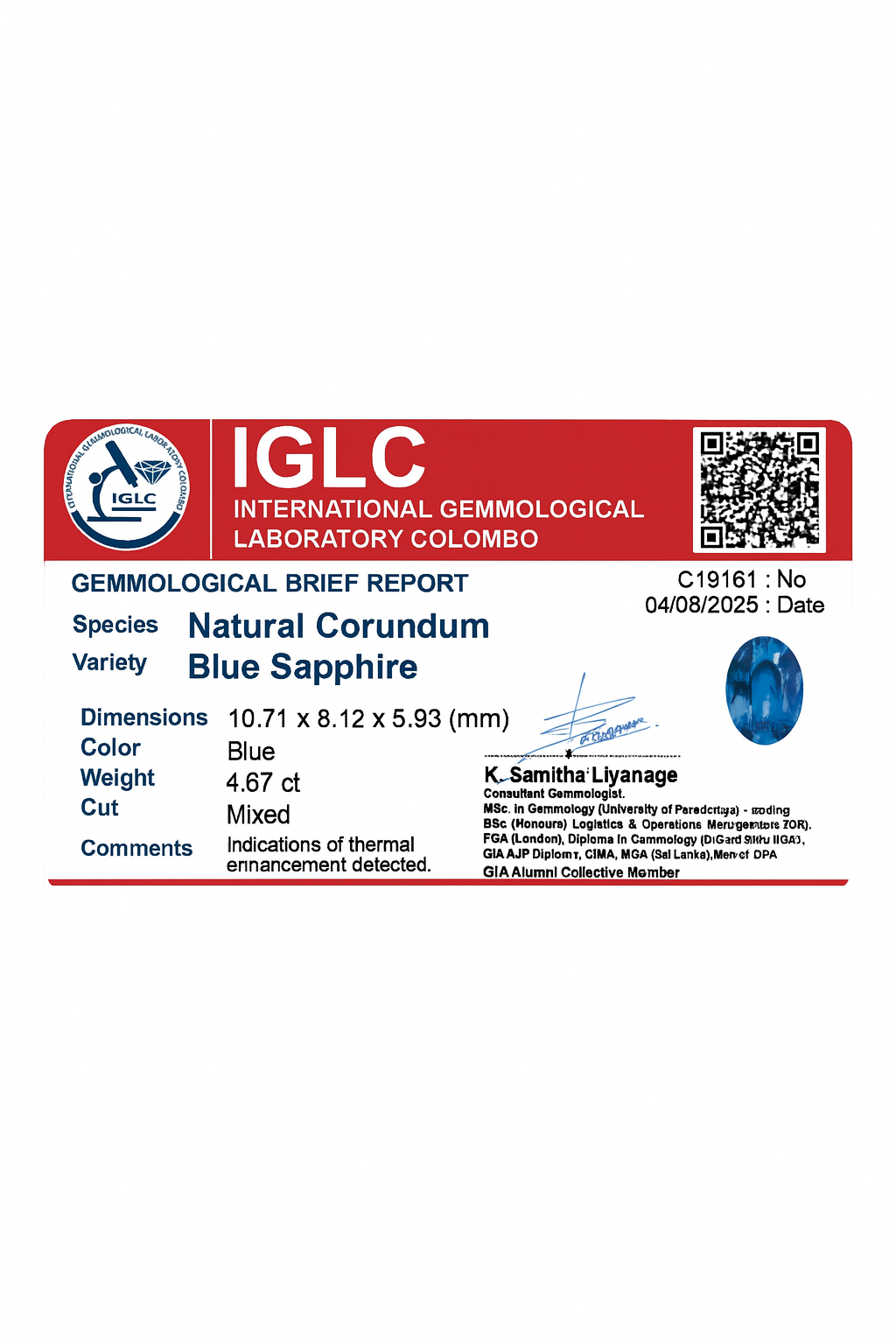 Natural Blue Sapphire (4.67 Ct )- Sri Lanka 💰 - Gemcy Gems